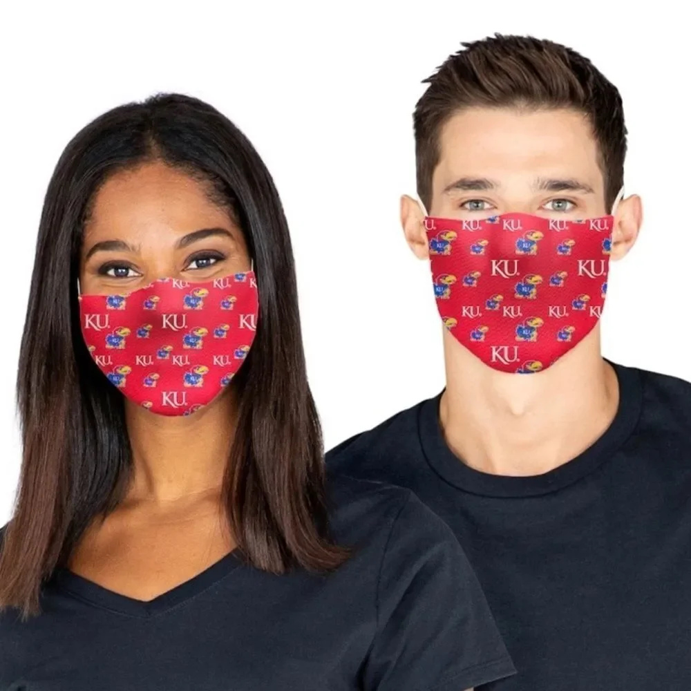 New in Package KANSAS JAYHAWKS NCAA Face Covering Mask Masks Set of 3